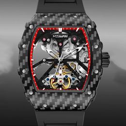 Wristwatches Top Watches For Men Automatic Mechanical Tonneau Sports Watch Fashion Carbon Fibre Luminous Clock 2022WristwatchesWristwatches