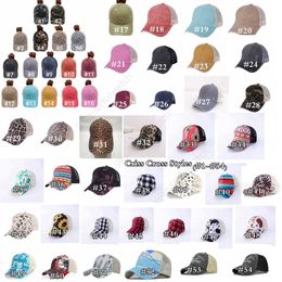 Ponytail Hats 9 Colours Washed Cross Mesh Back Leopard Camo Hollow Messy Bun Baseball Cap Trucker Hat 400pcs DAW451