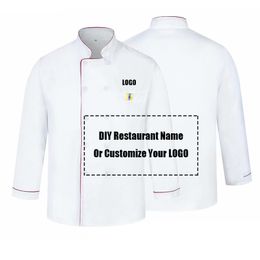 Customize DIY Print Chef Uniform Kitchen Bakery Cafe Food Service Longth Sleeve Breathable Cook Wear Waiter Jacket Overalls 220713