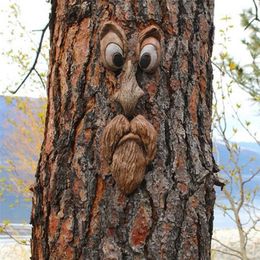 Resin Face Tree Bark Ghost Features Decoration Easter Outdoor Creative Props Garden Jardineria de 220425