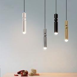 Nordic Brass pendant lamps Modern Living room LED Pendant lamp Bar ktv chandelier desk cashier Long tube hanging lights