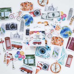 Gift Wrap 46Pcs/set Travel Scenery Label Stickers Decorative Scrapbooking Diy Year Gifts Envelope Biscuit Bag DecorGift