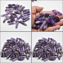 Arts And Crafts 22X9Mm Amethyst Hexagonal Pillar Charms Quartz Crystal Natural Stone Pendants For Necklace Earrings Jewellery Sports2010 Dhfsi