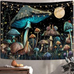 Tapestries Hippie Night Sky Anime Moon Snail Blanket Mushroom Wall Tapestry Hanging Carpet Cloth Home Room Decor Gift