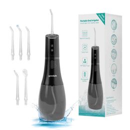 Cordless Water Flosser Teeth Cleaner with 5 DIY Modes and 6 Tips IPX8 proof Detachable 400ML Tank for Travel 220510