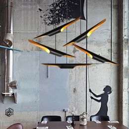 Pendant Lamps Nordic Simple Led Lights Metal Tube Unique Design Retro Home Decoration Modern Black Double Oblique Mouth Bedroom LampsPendant