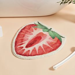 Fruit Bathroom Carpet, Special-Shaped Fun Plush Bathroom Non-Slip Absorbent Floor Mat, Household Door Mat Cute Room Decor Bedroo