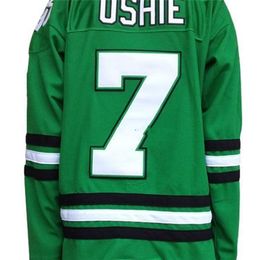 Nikivip Cheap North Dakota Fighting Sioux 7 TJ Oshie College black-white-green Hockey Jersey Customize any name number MEN WOMEN YOUTH jersey