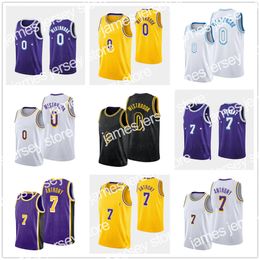 College Basketball Wears James Mens Basketball westbrook 0 Anthony 7 Embroidery Stitched Black Yellow White Purple Jerseys Factory Wholesale High-Quality Size S-