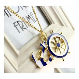 Pendant Necklaces Pendants For Women Texture Blue Navy Style Anchor Exaggerated Personality Statement Necklace Hjewelry Drop Deliver Dhsw3