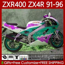 Green purple Bodywork For KAWASAKI NINJA ZXR-400 ZX 4R Cowling ZXR 400 CC 400CC Fairing 138No.120 ZX-4R ZXR400 91 92 93 94 95 96 ZX4R 1991 1992 1993 1994 1995 1996 Body Kit