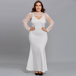 Plus Size Dresses Sexy Evening White Dress Women's Lace Party Long Bag Buttock Pencil Skirt Suspender 2022 De Verano