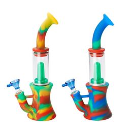 Colourful Silicone mini Bongs Percolators Inline Perc Removable water pipe bong with bowl Silicone pipes hookahs with box