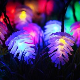 10M Pine Cone Garlands LED Christmas Lights Outdoor Indoor Year Decoration Garland Fairy String Luzes De Navidad Y201020