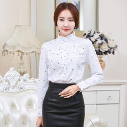Women's Blouses & Shirts Fashion Polka Dot And Tops Women Long Sleeve Ruffles Casual Office Work Formal Blouse Shirt Female Plus Size 2022 S