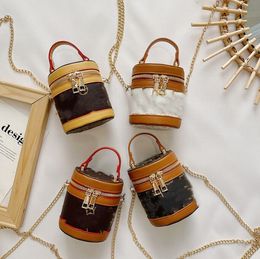 Children letter print bucket handbag mini shoulder bags fashion girls purse small baby wallet factory price