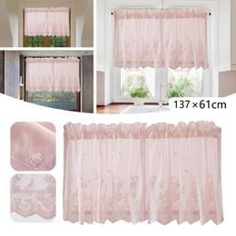 Curtain & Drapes Navy Shower Hooks Lace Floral Curtains Kitchen Coffee Bedroom Rod Short White CurtainCurtain
