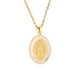 Mother shellfish pendants Stainless Steel Religious Catholic Goddess Jewellery the Madonna Virgin Mary Holy mom of God pendant necklace Women Pendants