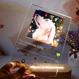 Deal Customized 3D Colorful Po Night Light Spotify Note Desk Lamp Decor Valentines Day Lover Gift Stepless Dimming 220623