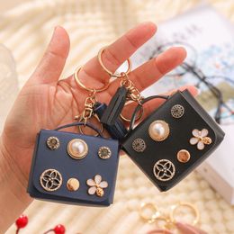 Leather Keyrings Coin Purses Wallet Key Rings Chains Accessories Tassel Earphone Holder Car Keychains Designer Women Fashion PU Pendant Flower Bag Charms Jewellery