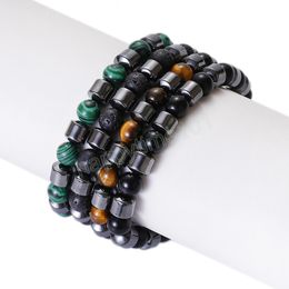Fashion Oval Magnetic Hematite Bracelet Couple 8mm Black Natural Tiger Eyes Elasticity All-Match Beaded Jewellery