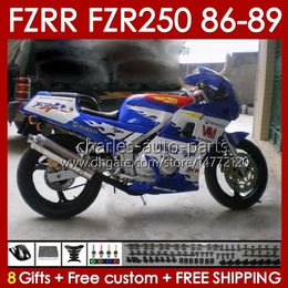 Fairings Kit For YAMAHA FZR250R FZR250 FZR 250 R RR 86 87 88 89 FZR-250 Body 142No.88 FZR250RR 86-89 FZRR FZR 250R 250RR FZR-250R 1986 1987 1988 1989 Bodywork blue glossy