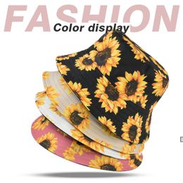 Four Seasons Women's Sunflower Print Bucket Hat Big Brim Fashion Simple Sun Hat Wholesale ZZA13465