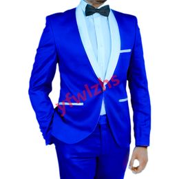 Classic One Button Wedding Tuxedos Shawl Lapel Mens Suit Two Pieces Formal Business Mens Jacket Blazer Groom Tuxedo Coat Pants 01206