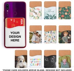 Sublimation Blanks Phone Wallet - PU Leather Card Holder for Back of Phone Stick on iPhone Android HTV Friendly DIY Blanks for Vinyl Projects 3.8x2.6In