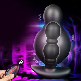 Inflatable Anal Dildo Vibrator Wireless Remote Control Male Prostate Massager Huge Butt Plug Expansion sexy Toys For Men