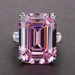 2020 Sterling Silber erzeugt Emerald Cut Diamond Hochzeit Engagement Cocktail Frauen Moissanit Ringe feinen Schmuck268K