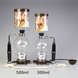 Syphon Coffee Maker 300ml 500ml Pots Filters Japanese Style Tea Siphon Filter Machine 210309