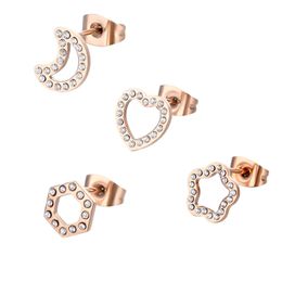 Moon Star Ear Cartilage Tragus Studs Earrings Stainless Steel Body Heart Shaped Piercing Jewerly For Men and Women