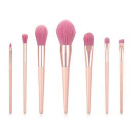 high end makeup brushes Canada - Makeup Brushes Nude Pink High-end Wooden Handle Aluminum Tube Nylon Wool Brush Set Private Label Wholesale