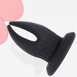 V Shape Hollow Anal Plug Clyster Device Silicone Anus Vagina Peeping Expander Outdoor Wearing Butt sexy Toys Adult Beauty Items