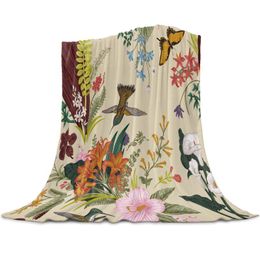 Blankets Flowers Birds Butterfly Retro Style Throw Blanket Home Decoration Sofa Warm Microfiber For Bedroom