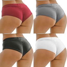 Sexy 2380# Women's Stretch Sports Yoga Shorts Bag Hip Peach Running Shorts