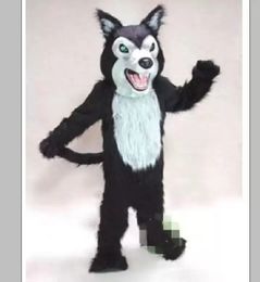 2022 High quality Black Wolf Husky Dog Fursuit Mascot Costume Halloween Christmas Fancy Party Dress Cartoon Character Suit Carnival Unisex Adults Outfit