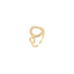 Modemikro-verkrusteter Diamant Hollow Round Ring Female Nischendesign Offener Ring-Persönlichkeit Index Fingergelenk Ring Gezeiten Exquisites Schmuck
