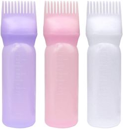 3 Colours Root Comb Applicator Bottle 6 oz Applicator Bottle for Hair Dye Brush with Graduated Scale 20pcs