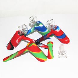 Portable Wax Mini Water Pipe Bong Hookah Oil Burner Pipe Silicone Smoking pipes Glass Blunt bubble dab rig