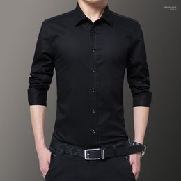 Men's Business Casual Shirt Youth Solid Color Professional Dress Shirts Eldd22