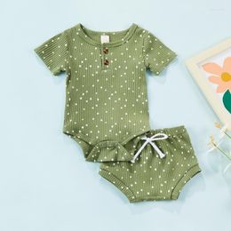 Clothing Sets 2Pcs Summer Born Girls Boys Clothes Set Cute Dot Print Ribbed Short Sleeve Jumpsuit Elastic Waist Shorts For ToddlerClothing