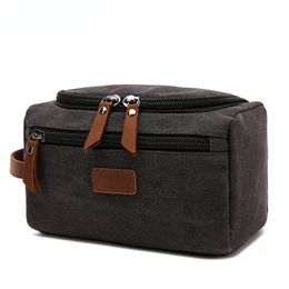 Men's Canvas Toiletry Bag Hanging Dopp Kit Case Pouch Water Resistant Sport Shaving Bag for Travel