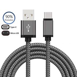 Fast Delivery Phone Charge Cables Wearproof 1M 3.3FT High-speed Charging Micro USB type C Data Line 3ft Braided For Android IPD