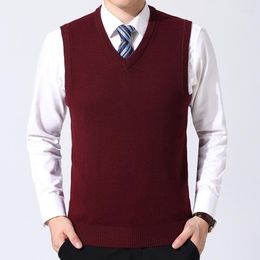 Men's Sweaters Men Knitting Sweater Vest Solid Color Cashmere Sleeveless Pullover V-Neck Slim Knitted WaistcoatMen's