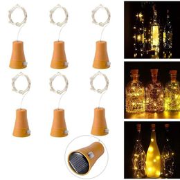 Strings LED 1/5/10/20Pcs Copper Wire Garland Solar Powered Cork Wine Bottle Lights Christmas String Light Party Wedding DecorationLED