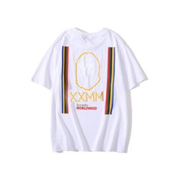 MMXX Color stripe Men's T-Shirts of Japanese fashionable bathing ape brand men's Cartoon Round collar Black white Short sleeve Summer Shirt M-3XL