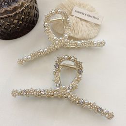 S2937 Fashion Jewelry Big Hairpin For Women Faux Pearl Rhinestone Fixed Hair Clip Shark Clip Bobby Pin Lady Girl Head Barrette Hair Accessories