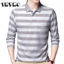 Men's Polos Pocket Long Sleeve Tee Shirt Men Casual Striped Shirts Mens Fashion Slim Fit Poloshirt Tops Men's ClothingMen's Men'sMen's B